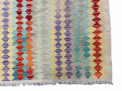Colorful Kilim Rug 6x8 Turkish Flat Weave Wool Kilim Handmade Anatolian