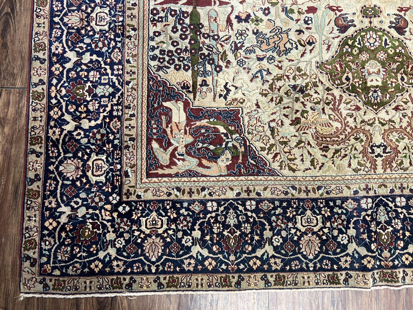 Antique Indian Agra Rug Rare Early 20th Century Hand Knotted Wool Collectible Oriental Carpet