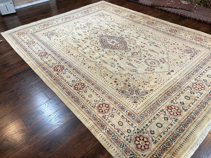 Persian Rug 9x11 Hand Knotted Wool Oriental Carpet Haji Jalili Ivory Cream