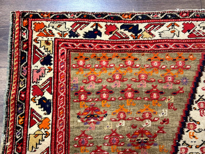 Antique Persian Malayer Rug 4x7 Tribal Senneh Geometric Diamond Design