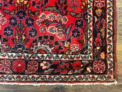 Persian Rug 3x5, Red Tribal Rug, Semi Antique, Wool Rug 3 x 5, Persian Hamadan Rug