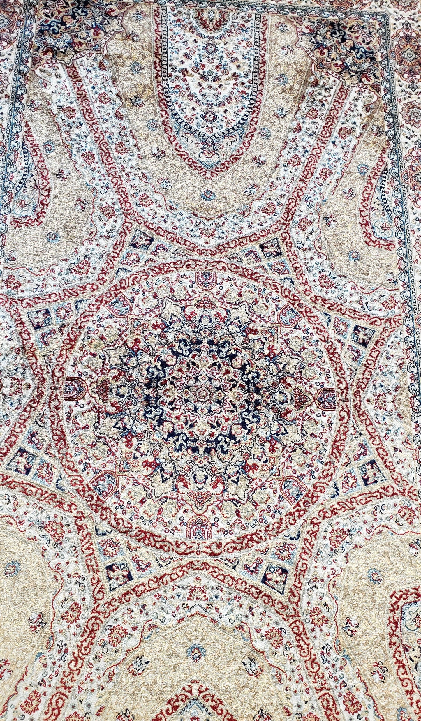 Turkish Silk Rug Beige and Cream 3x5 Ft Soft Accent Bamboo Silk Persian Design