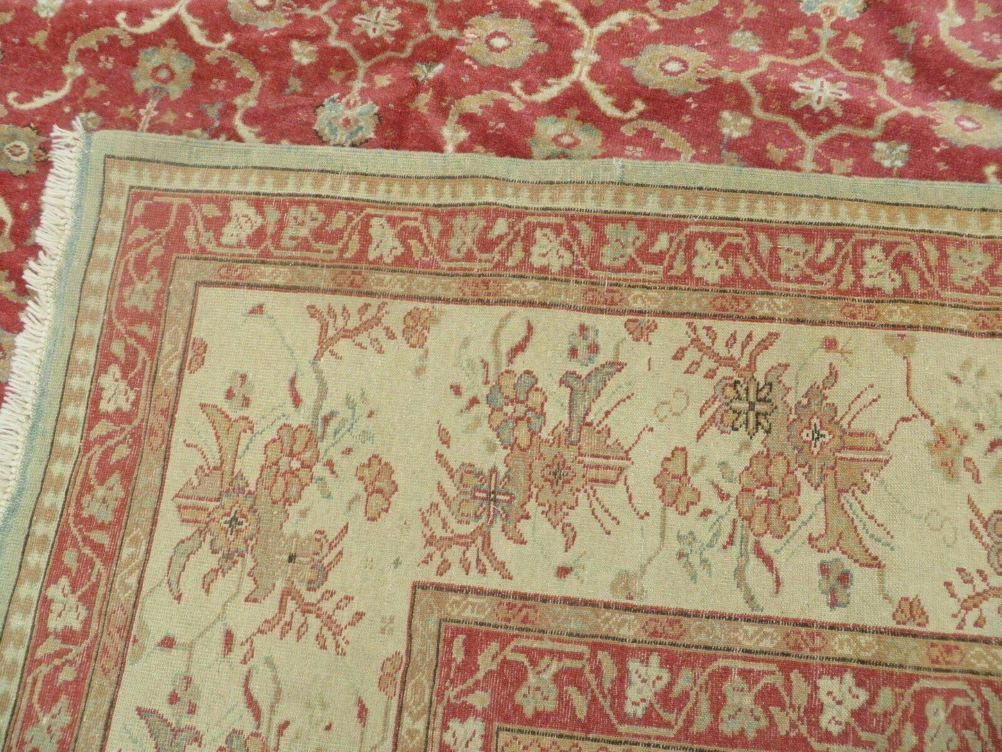 12' X 18' Palace Size Handmade Egyptian Wool Rug Carpet Soft Colors Red & Beige