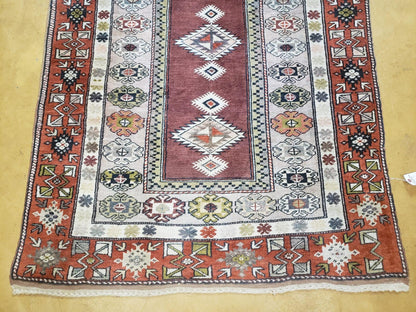 Turkish Rug Hand Knotted Wool 4 Ft 4 In By 7 Ft 6 In Vintage Oriental Tribal Talesh