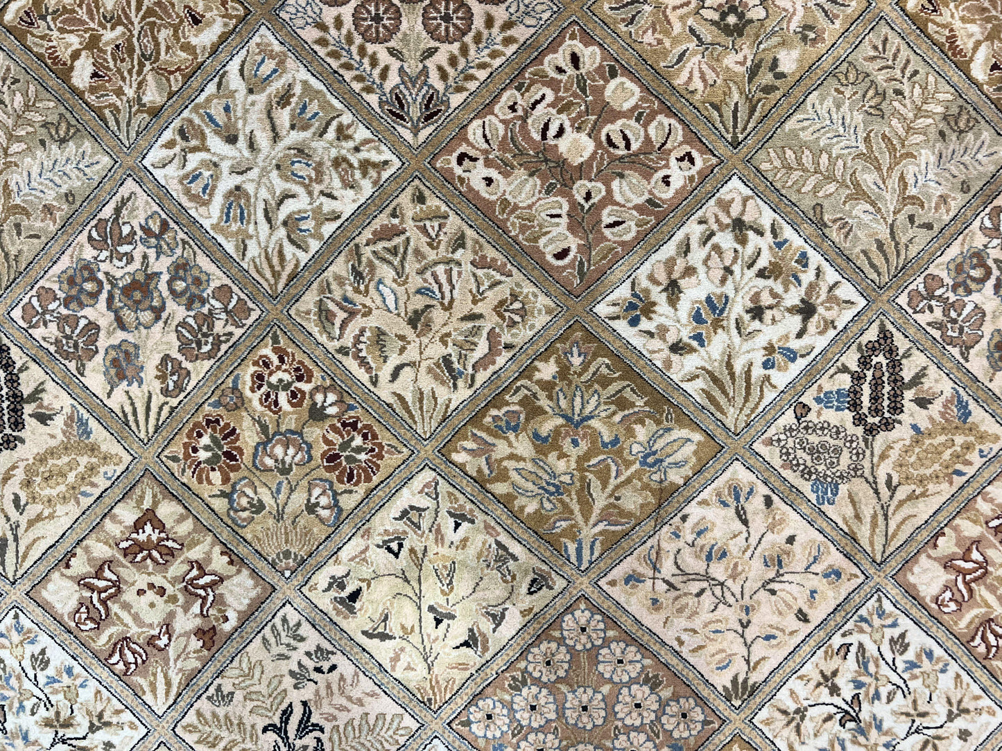 Pak Persian Rug 8x10, Multipanel Kirman Design, Wool Hand Knotted Vintage Carpet, Fine Weave Oriental Rug 8 x 10