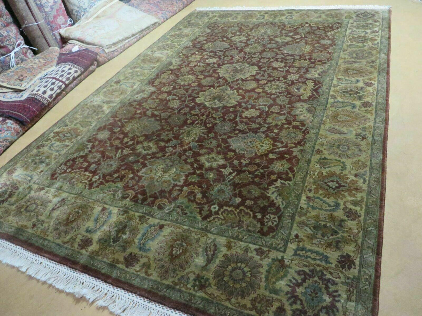 Handmade Wool Rug 6 By 9 Floral Oriental Tea Wash Red India Hand Knotted