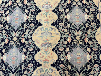 Needlepoint Rug 6x9, Ivory and Navy Blue