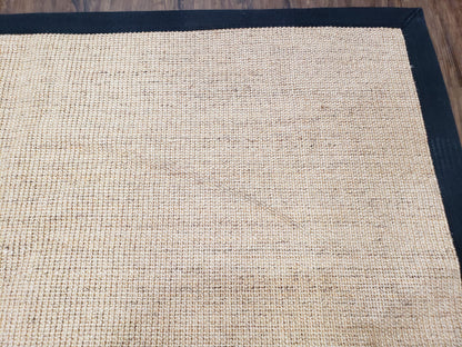 Jute Rug 8x10 Natural Fiber Area Rug With Black Border Farmhouse Style