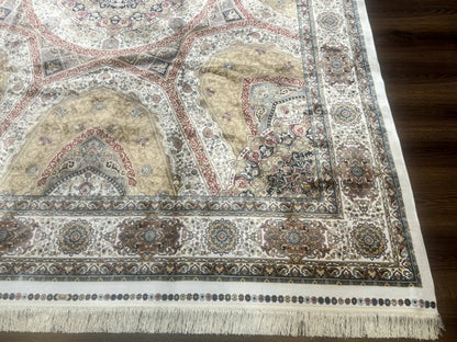 Turkish Silk Rug 8x10 Hereke Dome Design Bamboo Silk Carpet New