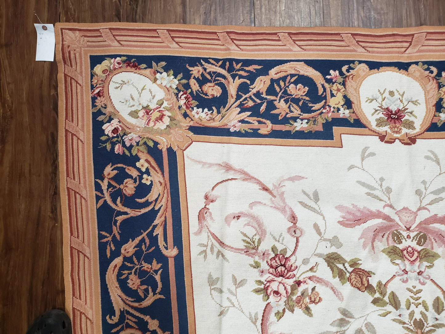 Aubusson Savonnerie Rug Vintage Chinese Handwoven Wool 6x8 Area Rug Flat Weave