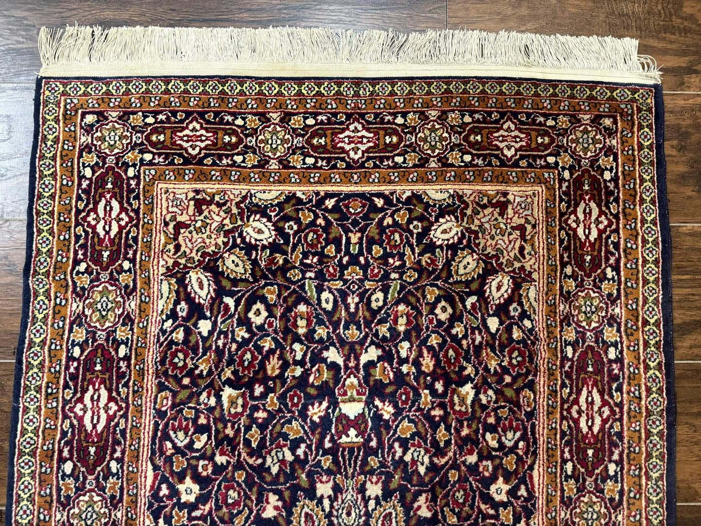 Indo Kashmiri Rug 3x5 Navy Blue Very Fine 400 KPSI Pair A