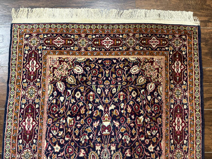 Indo Kashmiri Rug 3x5 Navy Blue Very Fine 400 KPSI Pair A