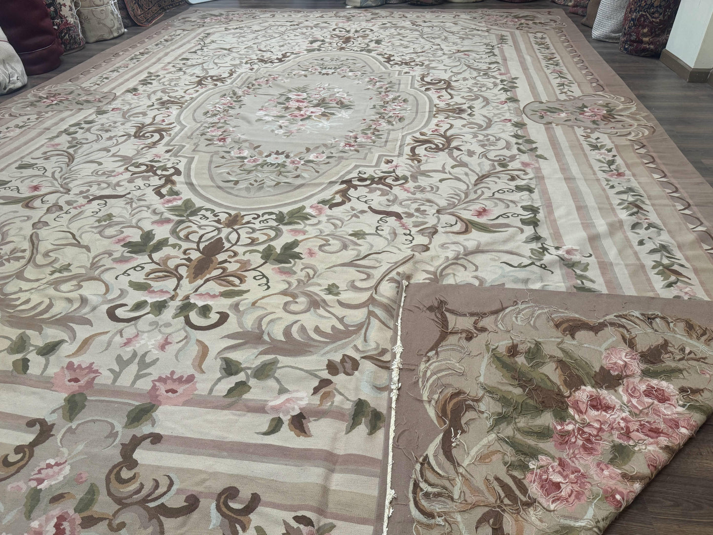 Aubusson Rug Palace Sized 13 X 20 Flatweave Oversized European Design