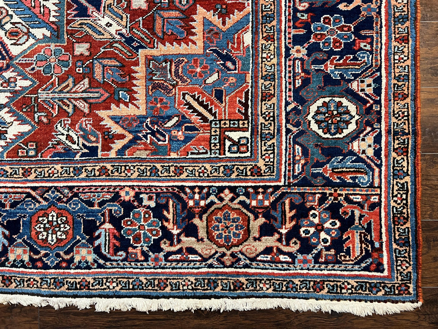 Antique Persian Heriz Rug – 11x16 Palace Size, Geometric Medallion, 1920s