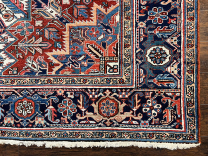 Antique Persian Heriz Rug – 11x16 Palace Size, Geometric Medallion, 1920s