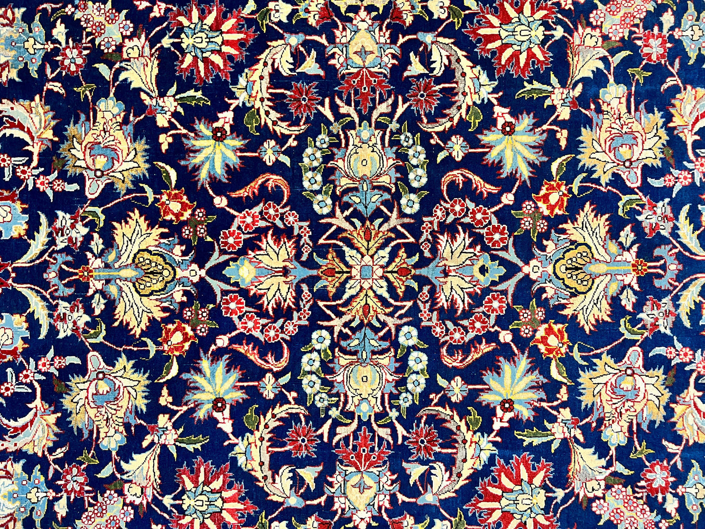 Blue Persian Rug Qum Hand Knotted Wool 5x7