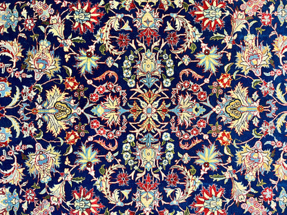 Blue Persian Rug Qum Hand Knotted Wool 5x7