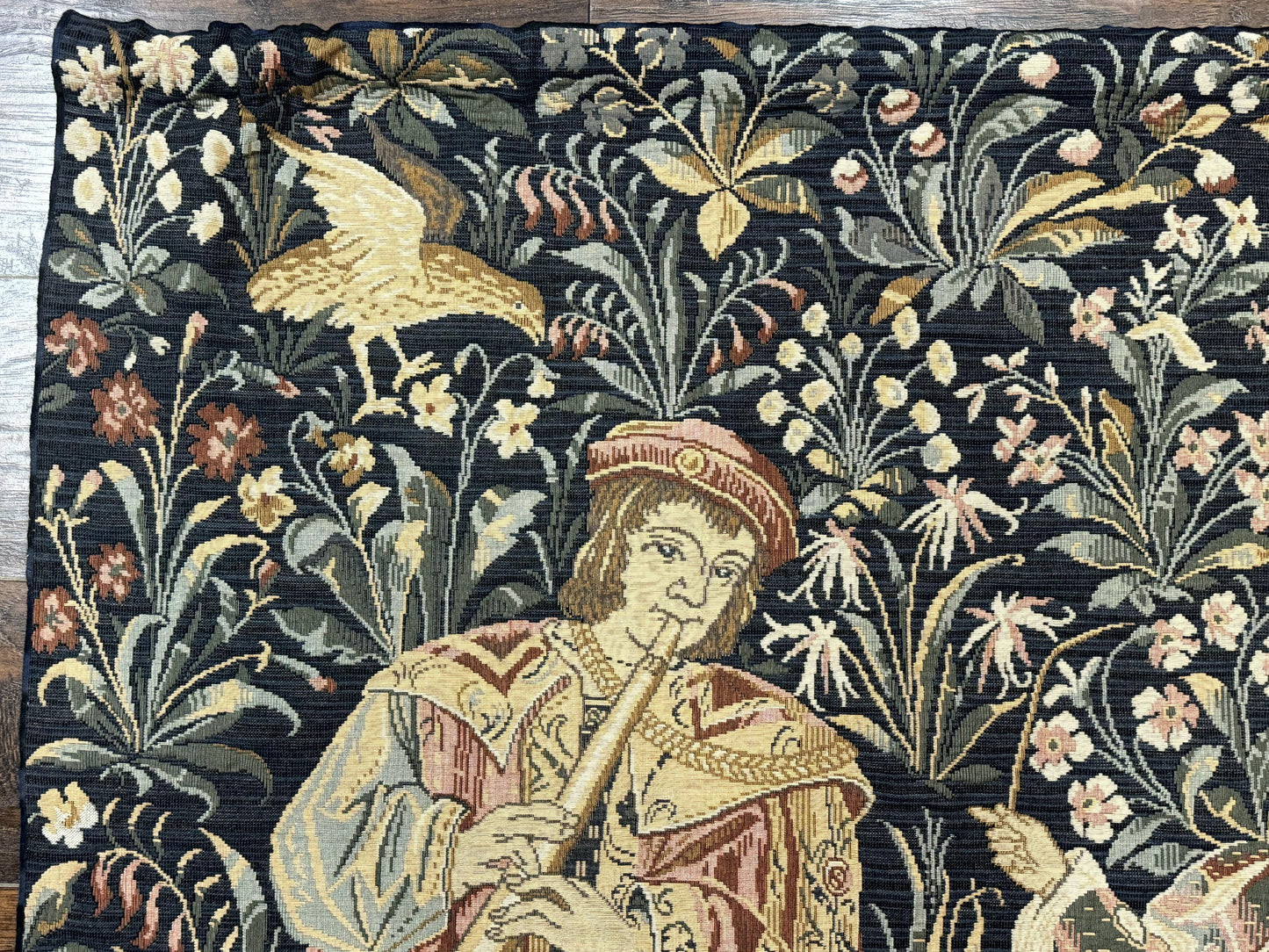 Belgian Tapestry Vintage 4x5 The Concert Musicians Green Loomed Cotton Wool