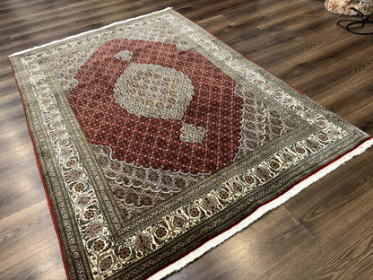 Persian Rug Tabriz 5x7 Very Fine 330 KPSI Wool Silk Red Ivory Herati Mahi