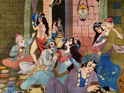 Semi Antique Persian Isfahan Pictoral Rug 4.10x6.1, Wool Handmade High Quality Decorative Carpet