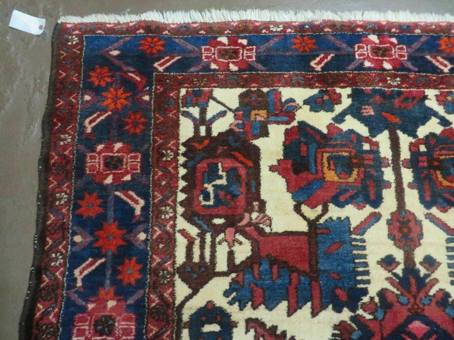 Antique Handmade Indian Floral Wool Rug 66x124 Vegetable Dye Tribal Oriental