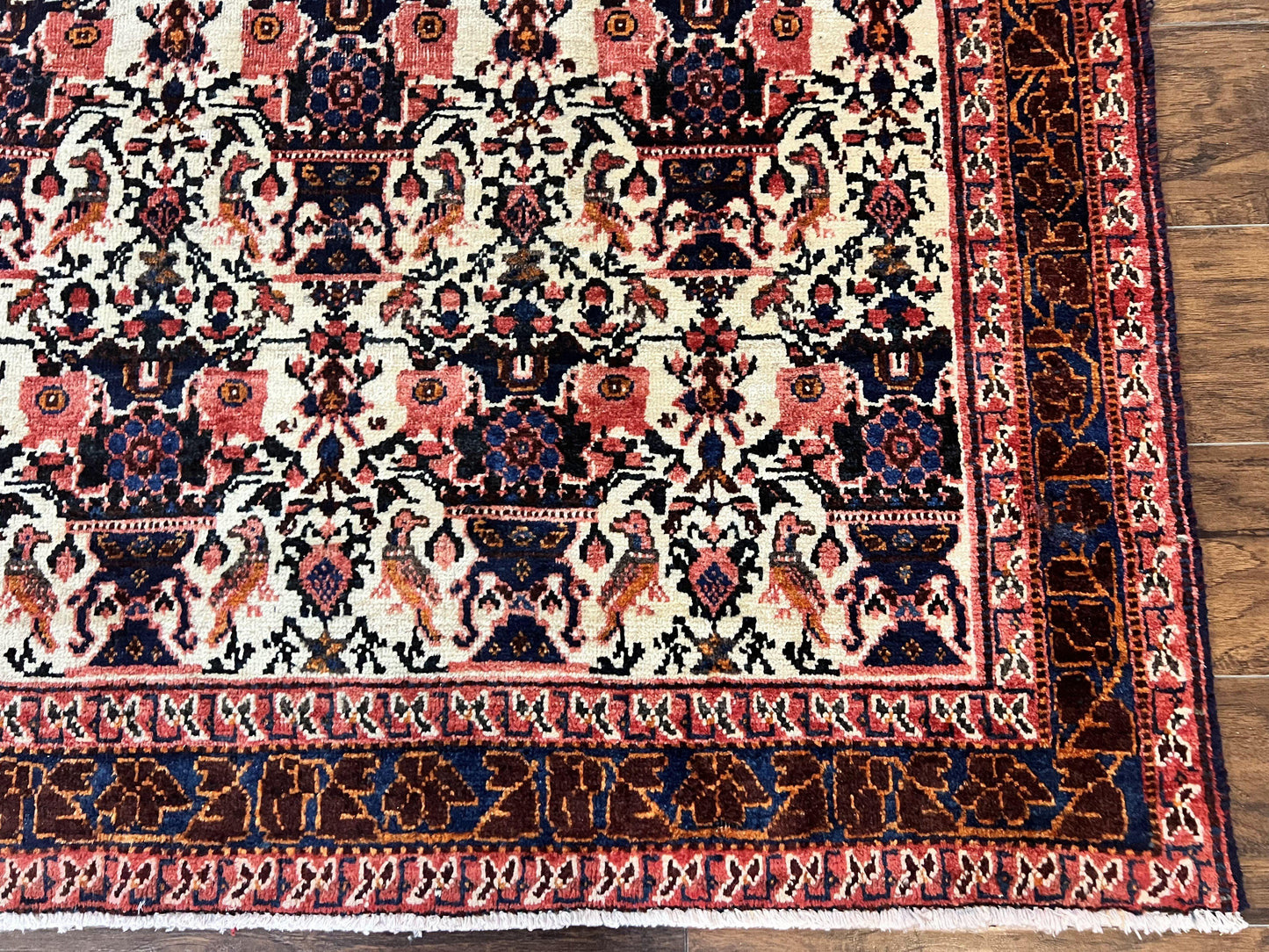 Persian Afshar Rug 6x8 Hand Knotted Wool Vintage Carpet With Floral Allover Motifs