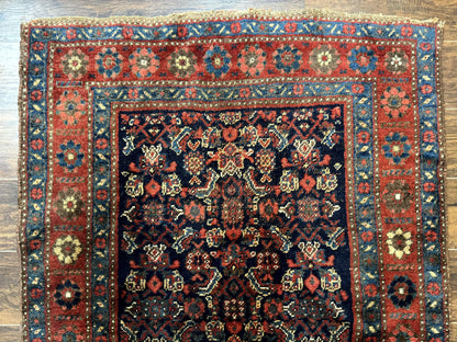 Antique Persian Tribal Rug 4x6, Kurdish Rug