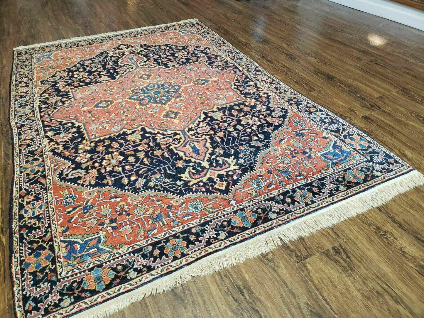 Antique Handmade Indian Wool Rug 4.5 X 6.5 Ft Red One Of A Kind