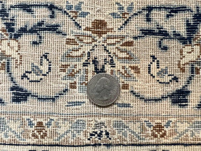 Persian Nain Rug 3x5 Hand Knotted Wool Silk Floral Medallion Vintage