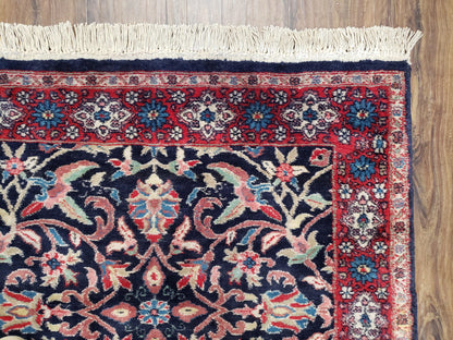 Antique Persian Sarouk, Wool, Hand-Knotted, Blue & Red, 3'1" x 5'3"