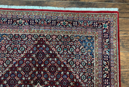 Indo Persian Bidjar Rug 6x9, Vintage Wool Handmade Carpet