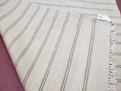 New Striped Turkish Kilim Area Rug 4x6 ft, Hand-Knotted, Wool, Light Gray, Earth Tone Decor, Flatweave Kilim, Two Toned Rug, Southwestern