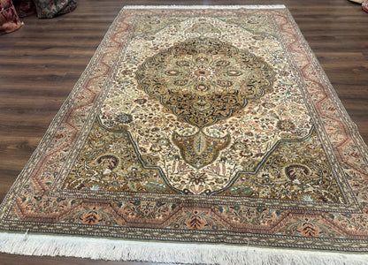 Turkish Sivas Rug 6x9 Floral Medallion Vintage Handmade Wool Carpet