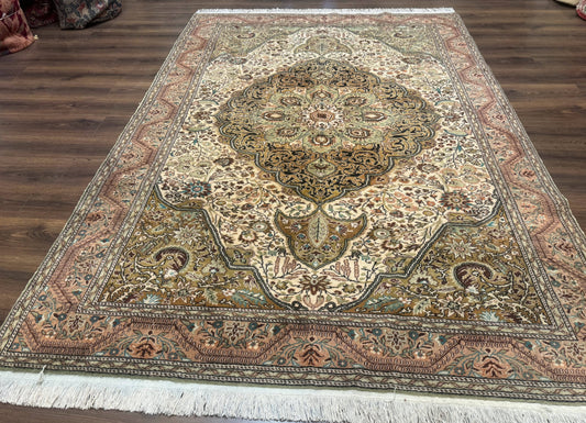 Turkish Sivas Rug 6x9 Floral Medallion Vintage Handmade Wool Carpet