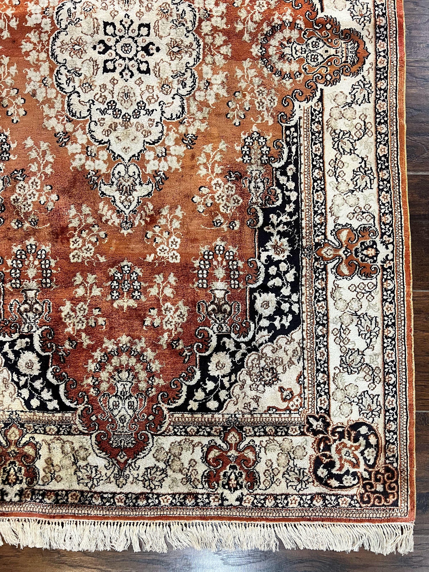 Turkish Silk Rug Hand Knotted 3x5 Floral Medallion Handmade Silk On Silk Oriental Carpet