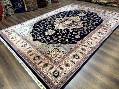 Karastan Rug Navy Serapi Kara Shah Wool Rug 8x11 Vintage Area Rug