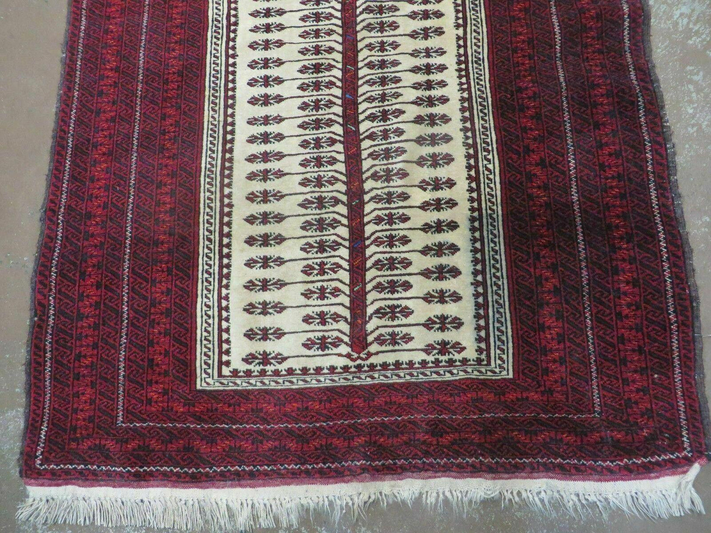 Antique Turkoman Balouchi Khamseh Prayer Rug Hand Knotted 3x5 Wool