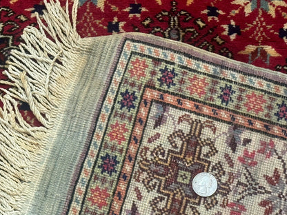 Turkish Sivas Rug 4x6, Red and Cream, Allover Design, Handmade Vintage