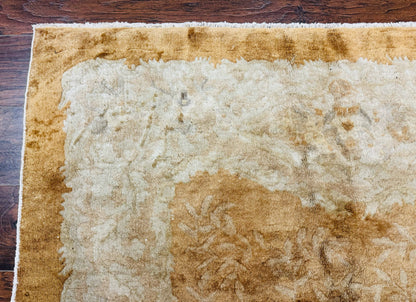 Peking Rug 5x7 Vintage Chinese Wool Carpet Golden Tan Hand Knotted Traditional