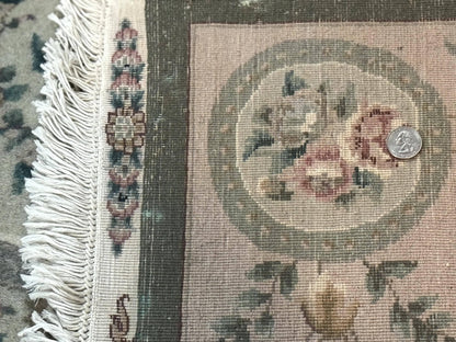 Pak Persian Rug Wool 9x12 Hand Knotted With Silk Highlights Floral Green European Design