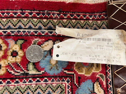 Persian Qum Runner Rug 2.8 x 10 Feet Hand Knotted Wool Floral Medallions With Birds