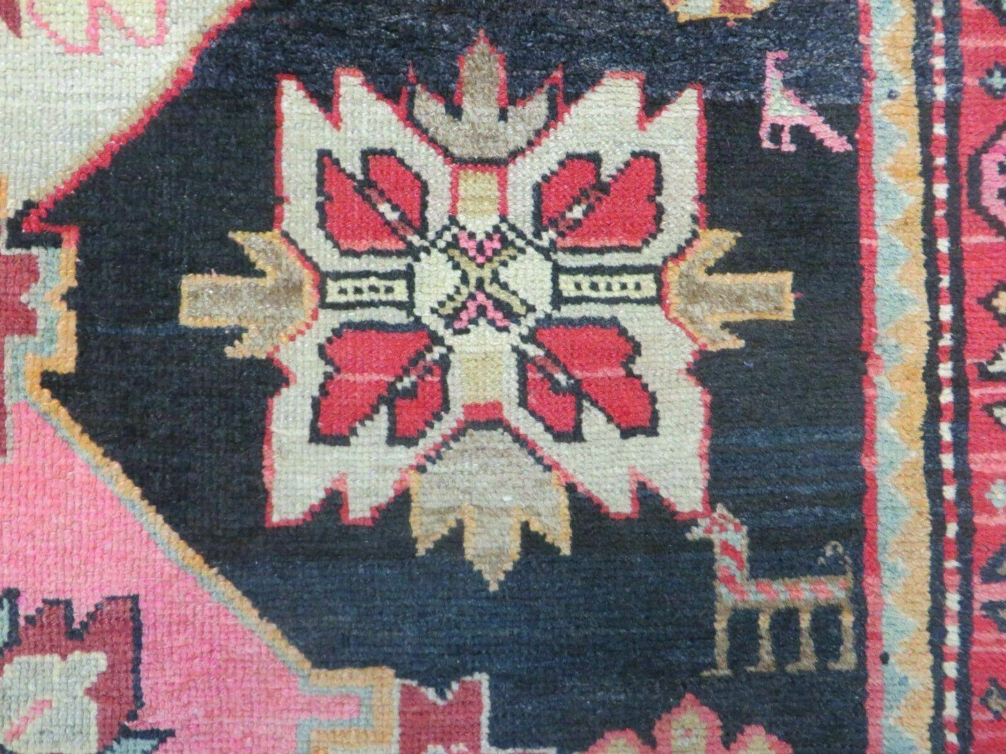 Antique Karabagh Caucasian Rug Handmade Wool 56x105 With Organic Dyes