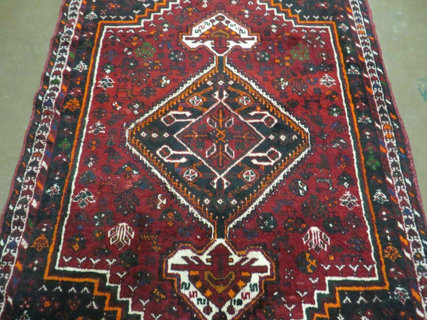 Antique Turkish Wool Rug Handmade 1940s Vegetable Dyes Fringed 46 By 64 Inches