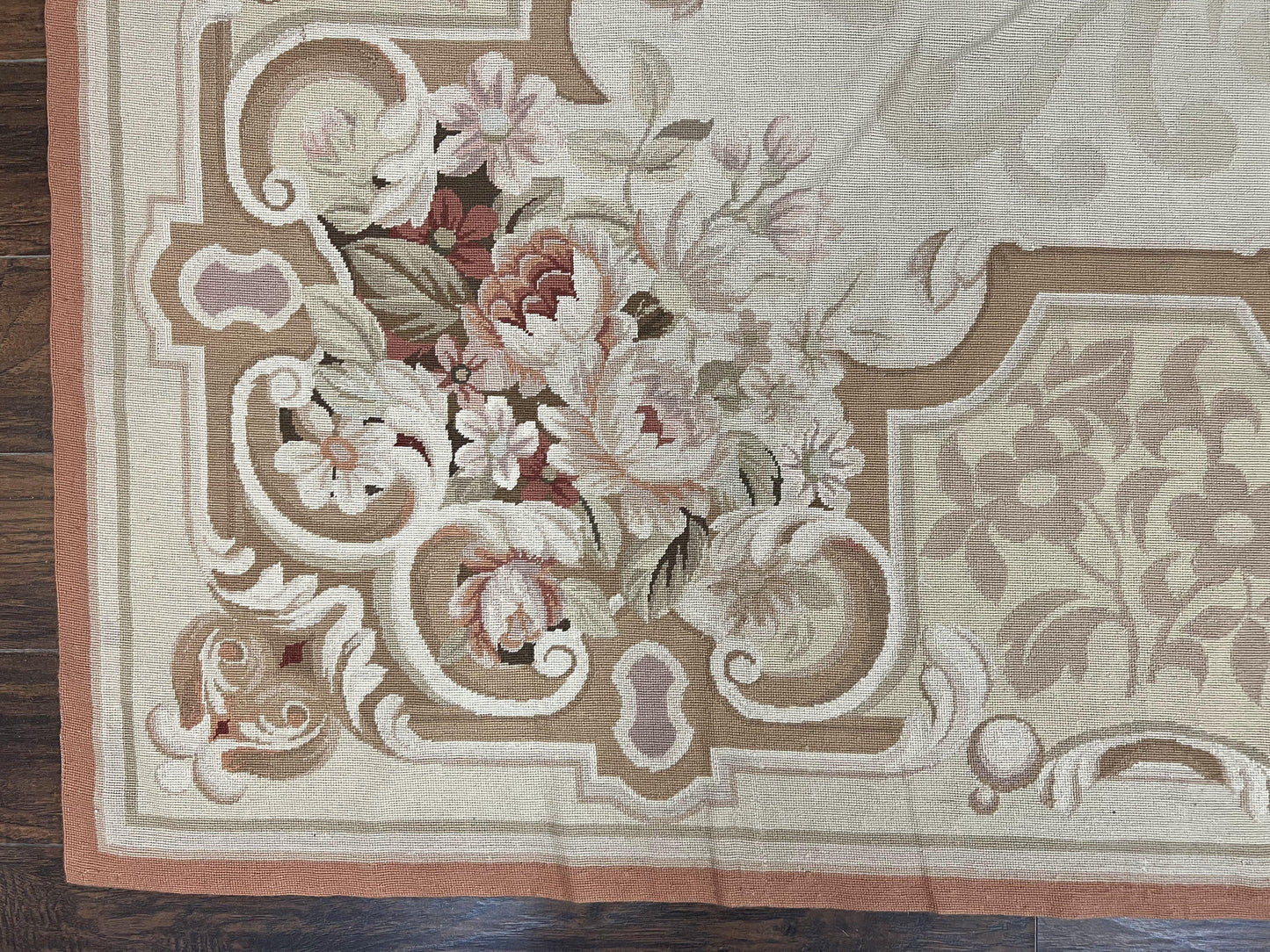 10x14 Aubusson Rug, Wool Handmade Vintage Carpet, French European Design, Elegant
