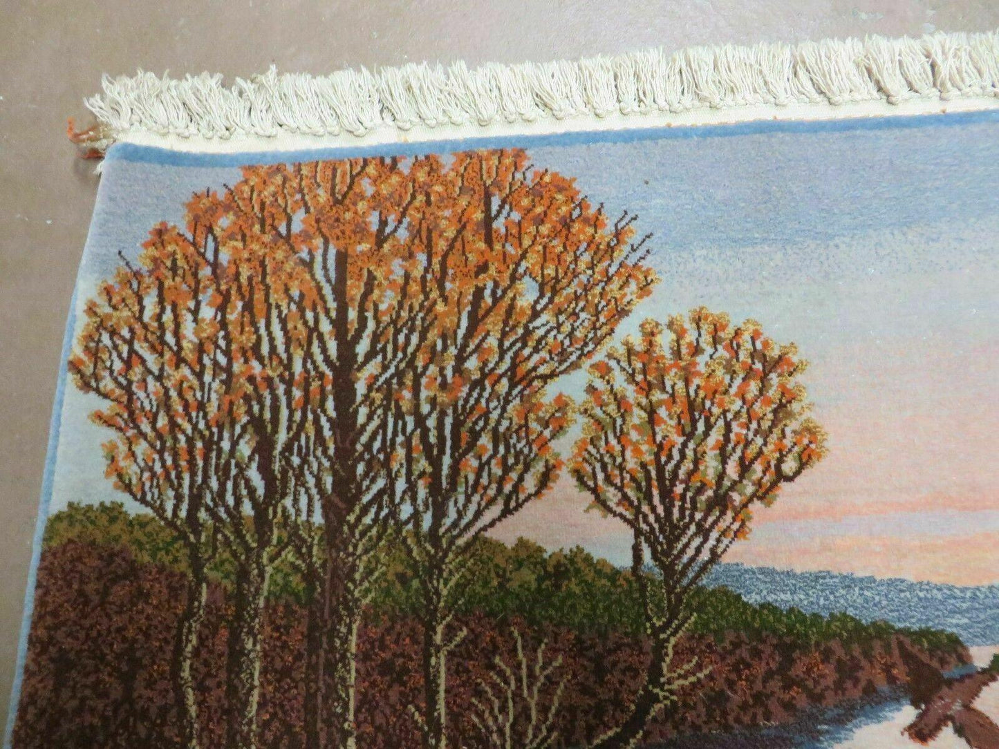 Vintage Handmade Pakistan Pictorial Rug With Birds And Trees 2x3 Feet