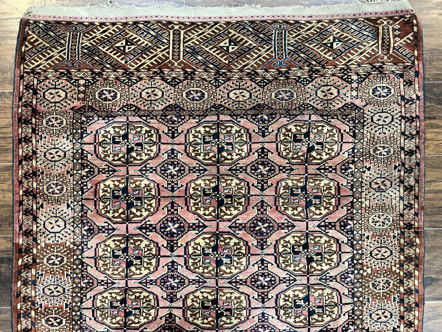 Persian Turkoman Rug 4x6 Hand Knotted Wool Bokhara Carpet