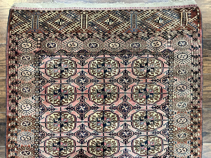 Persian Turkoman Rug 4x6 Hand Knotted Wool Bokhara Carpet