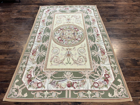 Aubusson Rug 5x8 Wool Handmade Vintage Carpet With Angel Motifs European Design
