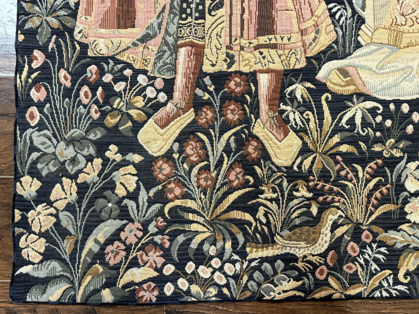 Belgian Tapestry Vintage 4x5 The Concert Musicians Green Loomed Cotton Wool