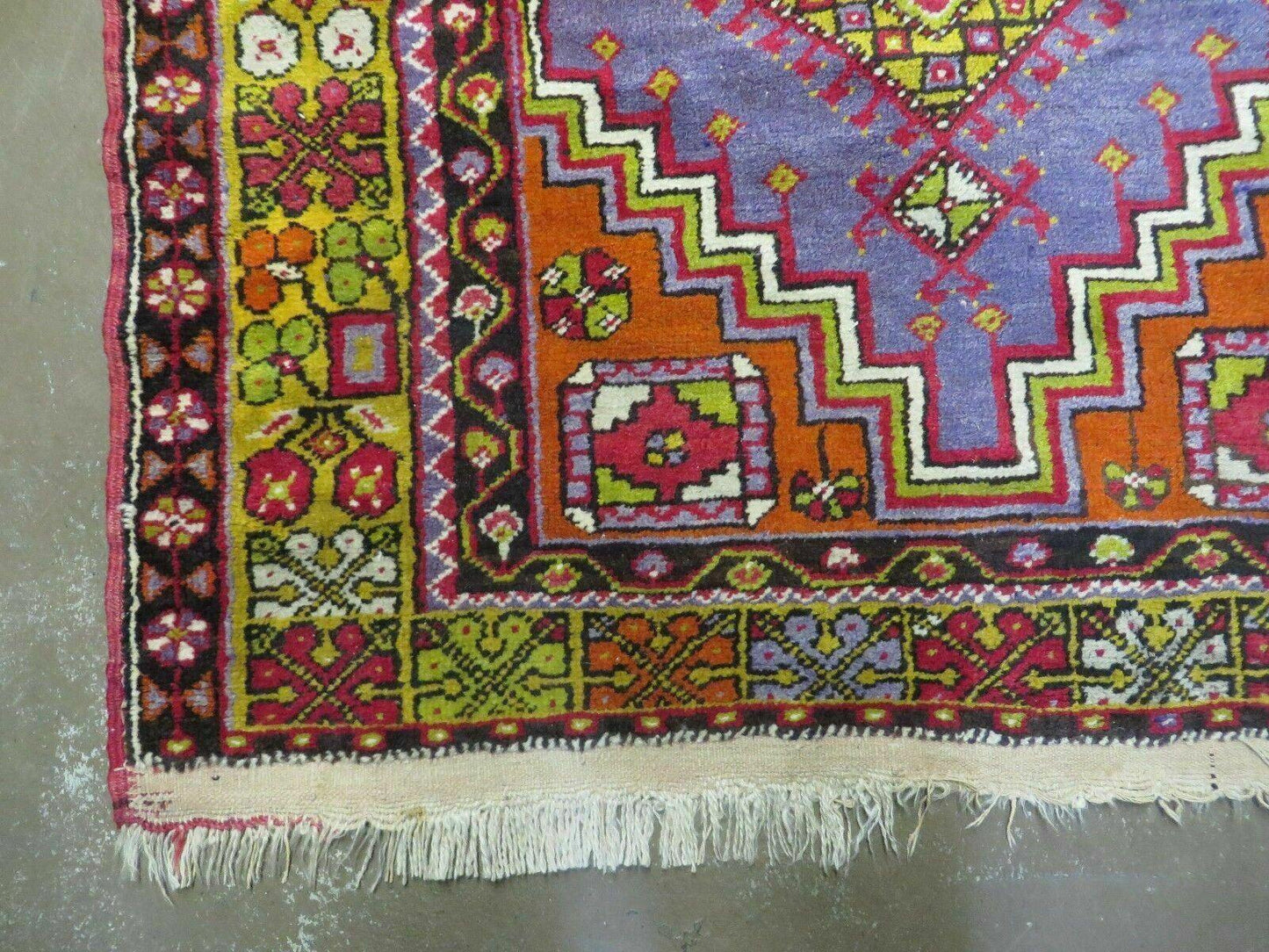 Antique Turkish Oushak Wool Rug Hand Made Open Field Medallion 3 Ft 9 In By 6 Ft 8 In